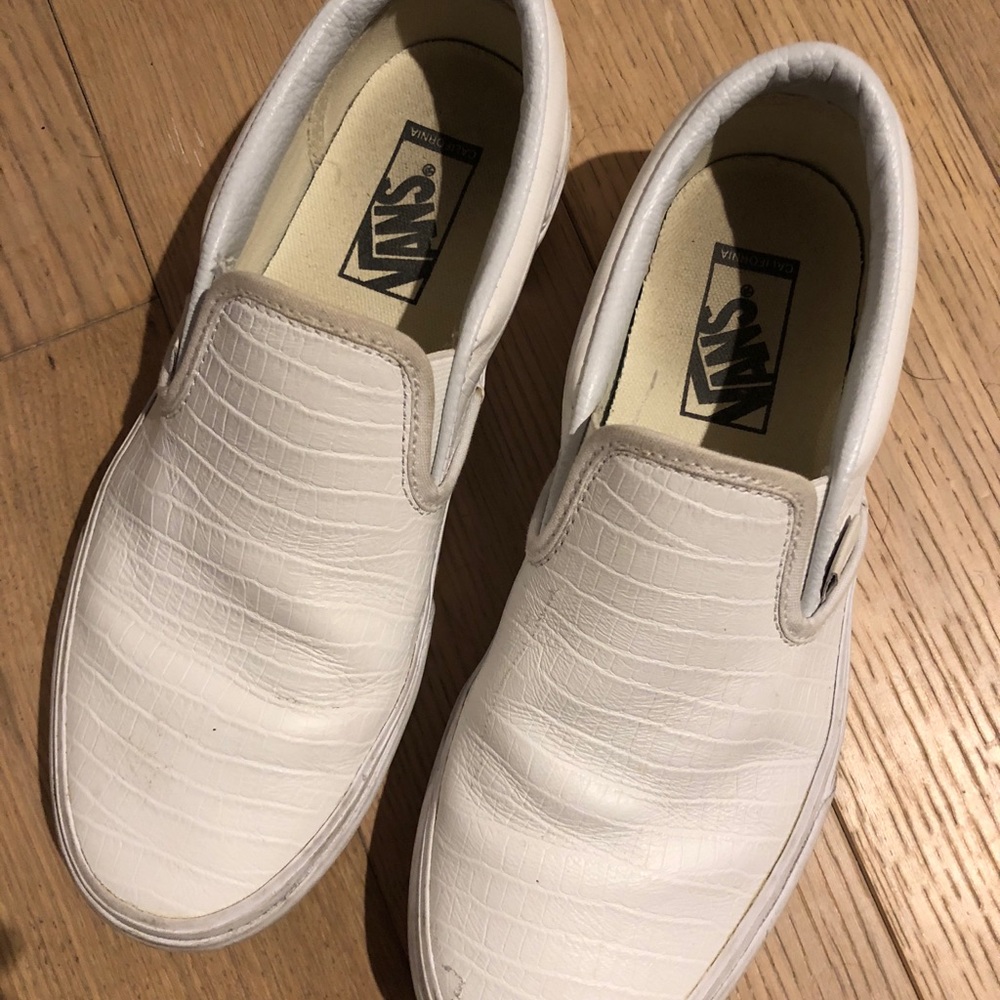 White slip on faux croc Vans